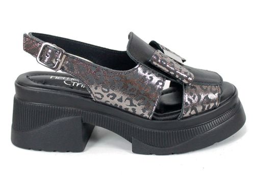 Pantofi casual dama din piele naturala cu imprimeu floral - model Luna