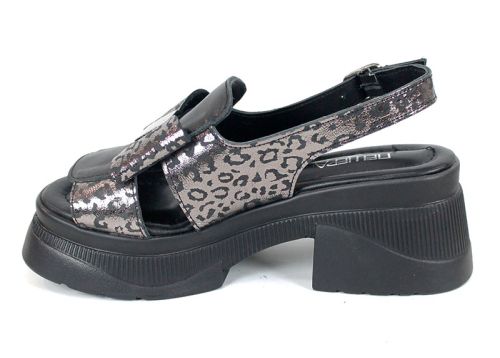 Pantofi casual dama din piele naturala cu imprimeu floral - model Luna