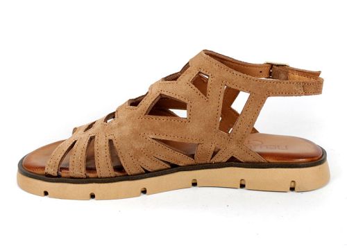 Soft Presence – дамски сандали от естествен велур в светло кафяво фигурално изрязани