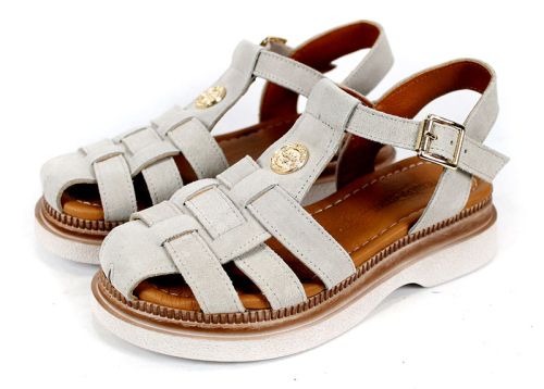 Senda Bella – дамски, ниски сандали от естествен велур в бежово