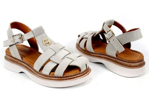 Senda Bella – дамски, ниски сандали от естествен велур в бежово