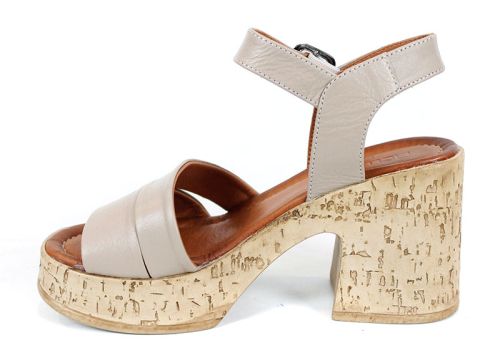 Velora Linea – дамски сандали на платформа от естествена кожа в цвят визон