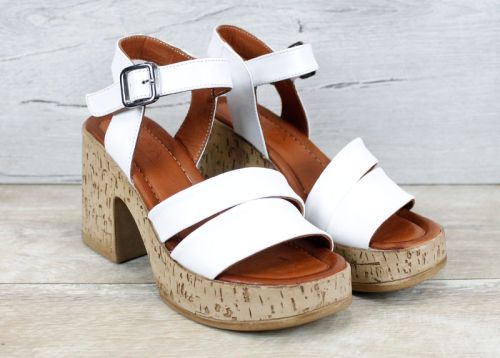 Velora Linea – дамски кожени сандали на платформа в елегантно бяло