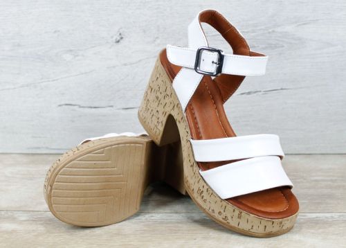 Velora Linea – дамски кожени сандали на платформа в елегантно бяло