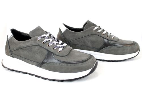 мъжки обувки сив набук спортен стил