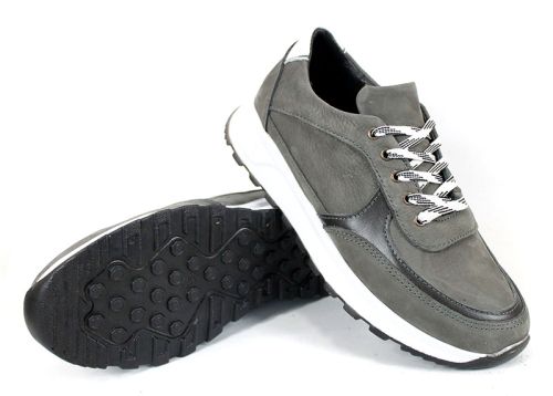 Tano Drift – мъжки сникърси от естествен набук в сиво с динамичен силует