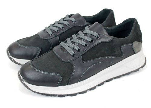 Reno Craft – мъжки спортно-ежедневни обувки от естествена кожа и набук в черно