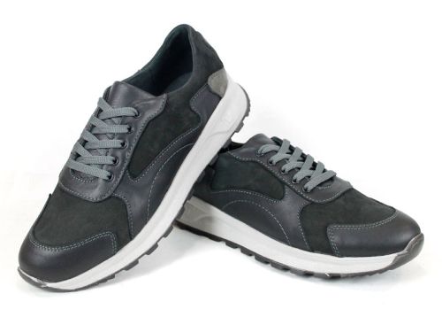 Reno Craft – мъжки спортно-ежедневни обувки от естествена кожа и набук в черно