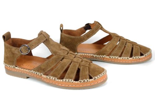 дамски сандали естествен велур светло кафяво