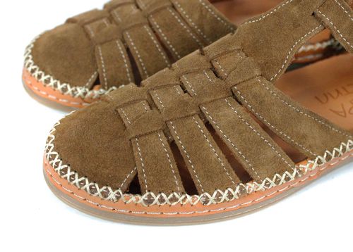 летни дамски сандали велур кафяви