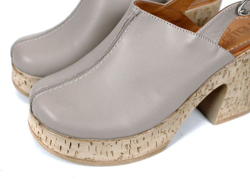 сабо с ток и каишка кожа визон