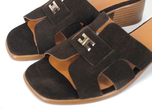 удобни дамски чехли с ток велур