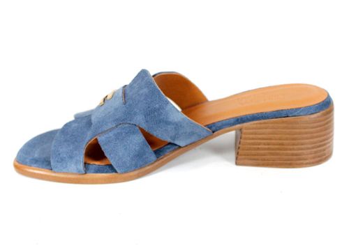 стилни дамски чехли синьо