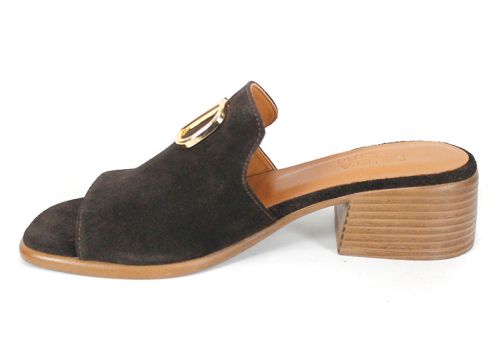 елегантни дамски чехли велур кафяво