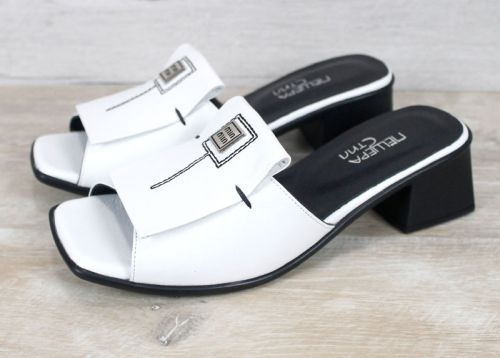 Mirela Doro – дамски чехли на ток от естествена кожа в бяло