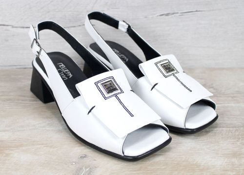 Orlina Vero – дамски сандали на ток от естествена кожа в бяло