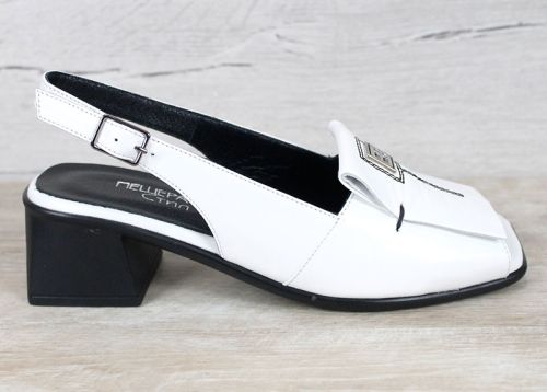 Orlina Vero – дамски сандали на ток от естествена кожа в бяло