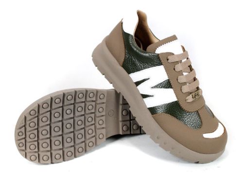 Virella Note – дамски сникърси от естествена кожа в зелено и визон