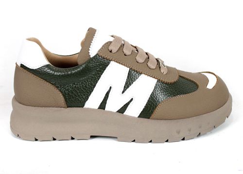 Virella Note – дамски сникърси от естествена кожа в зелено и визон