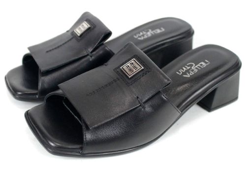 Елегантен акцент Mirela Doro – дамски чехли от естествена кожа в черно