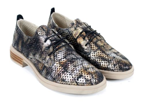 Arlena Pure – дамски летни обувки от естествена кожа с перфорация, кафяво кроко.