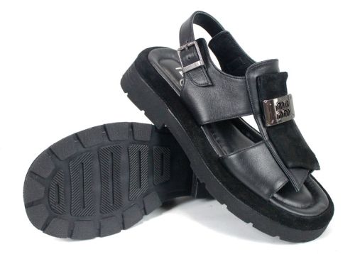 Sorella Vanta – sandale damă din piele naturală neagră cu talpă masivă