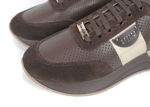 Дамски сникърси от естествена кожа и велур в кафяво – модел Bruna Forte