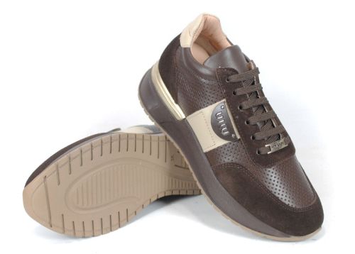 Дамски сникърси от естествена кожа и велур в кафяво – модел Bruna Forte