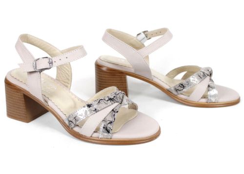 Serina Voss – sandale elegante damă din piele naturală mov pal cu toc