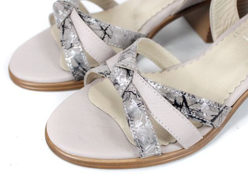 Serina Voss – sandale elegante damă din piele naturală mov pal cu toc