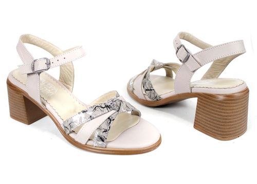 Serina Voss – sandale elegante damă din piele naturală mov pal cu toc