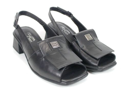 Sandale elegante Orlina Vero din piele naturală neagră cu toc mic