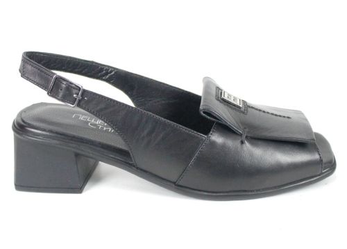 Sandale elegante Orlina Vero din piele naturală neagră cu toc mic