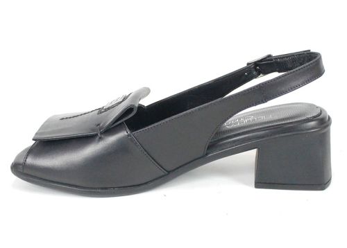 Sandale elegante Orlina Vero din piele naturală neagră cu toc mic