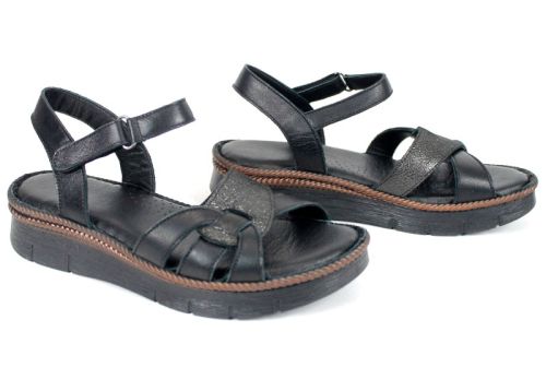 Sandale confortabile Talina Sora din piele naturală neagră pentru uz zilnic
