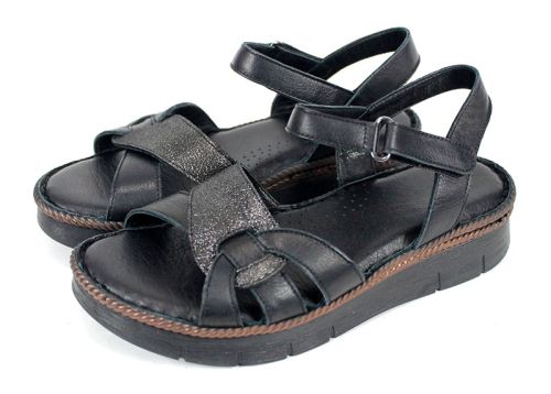 Sandale confortabile Talina Sora din piele naturală neagră pentru uz zilnic