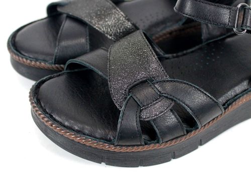 Sandale confortabile Talina Sora din piele naturală neagră pentru uz zilnic