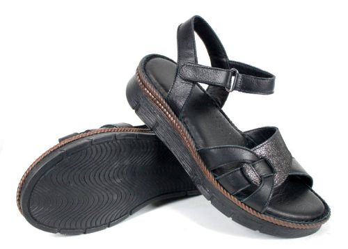 Sandale confortabile Talina Sora din piele naturală neagră pentru uz zilnic