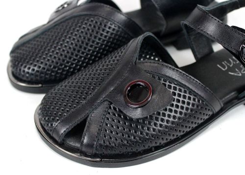 Marielle Zen – sandale damă moderne din piele naturală neagră cu design distinct