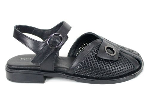 Marielle Zen – sandale damă moderne din piele naturală neagră cu design distinct