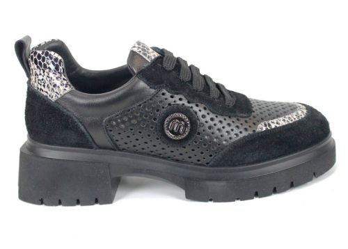 Lunara Core – премиум дамски летни обувки от естествена кожа с перфорация в черно