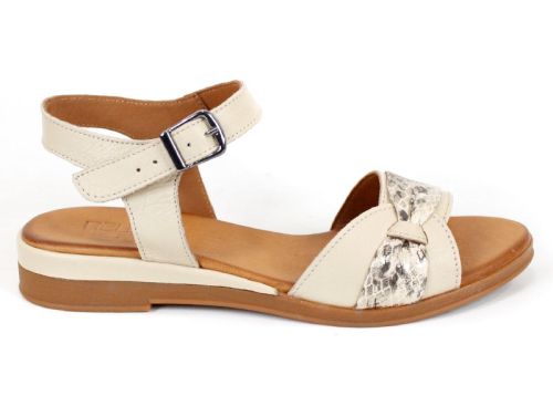 Lucera – sandale damă confortabile din piele naturală bej cu accent discret tip piton