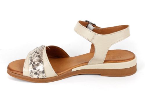 Lucera – sandale damă confortabile din piele naturală bej cu accent discret tip piton