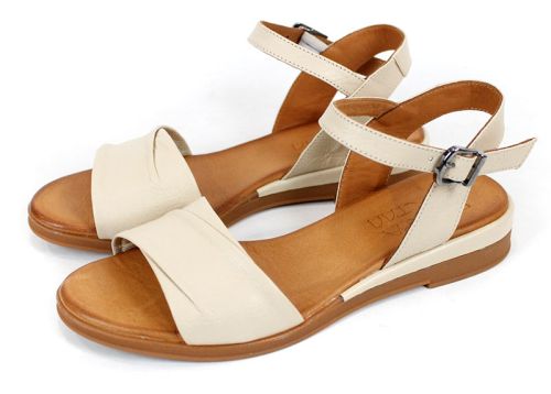 Nerelle Vita – sandale damă din piele naturală bej, confortabile cu talpă joasă