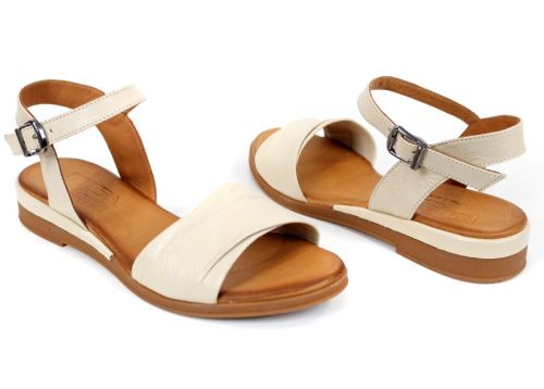 Nerelle Vita – sandale damă din piele naturală bej, confortabile cu talpă joasă
