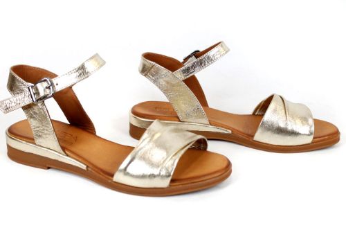 Nerelle Vita – sandale damă din piele naturală aurie cu talpă joasă