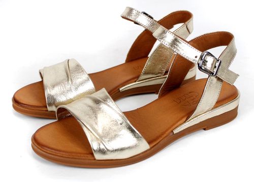 Nerelle Vita – sandale damă din piele naturală aurie cu talpă joasă