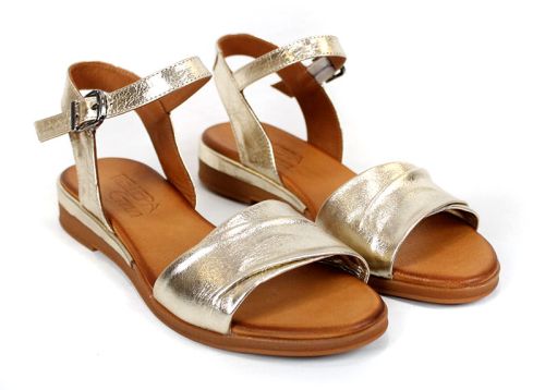 Nerelle Vita – sandale damă din piele naturală aurie cu talpă joasă