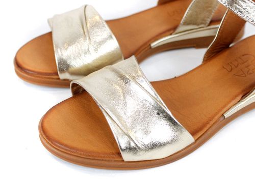 Nerelle Vita – sandale damă din piele naturală aurie cu talpă joasă