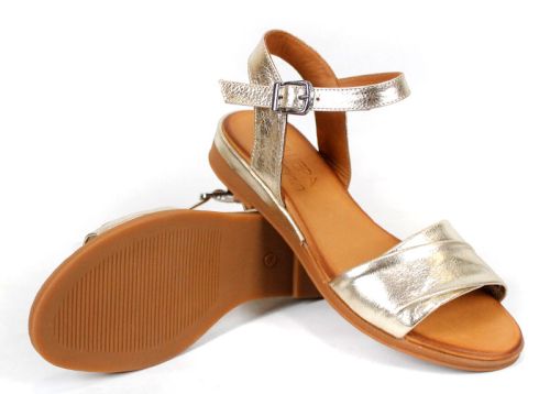 Nerelle Vita – sandale damă din piele naturală aurie cu talpă joasă